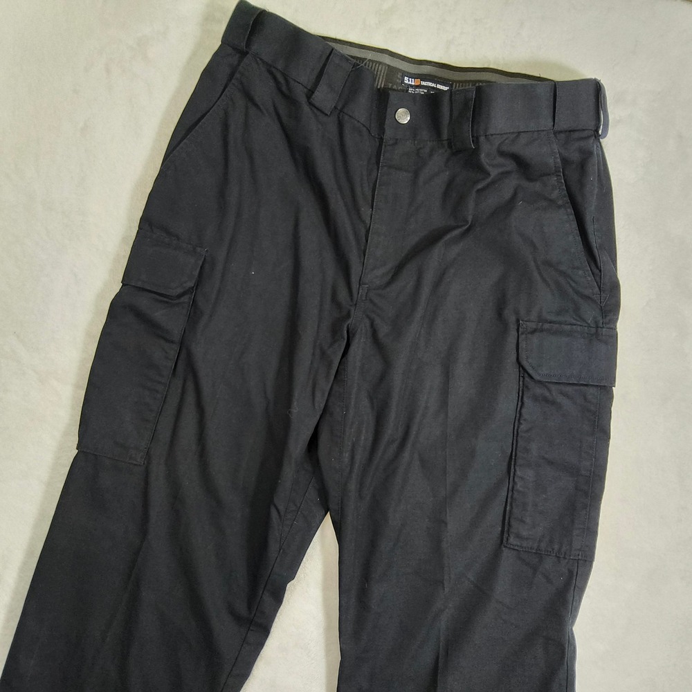 5.11 Tactical Series Cargo Pants Mens 36 Black Ripstop Utility 74371 Unhemmed